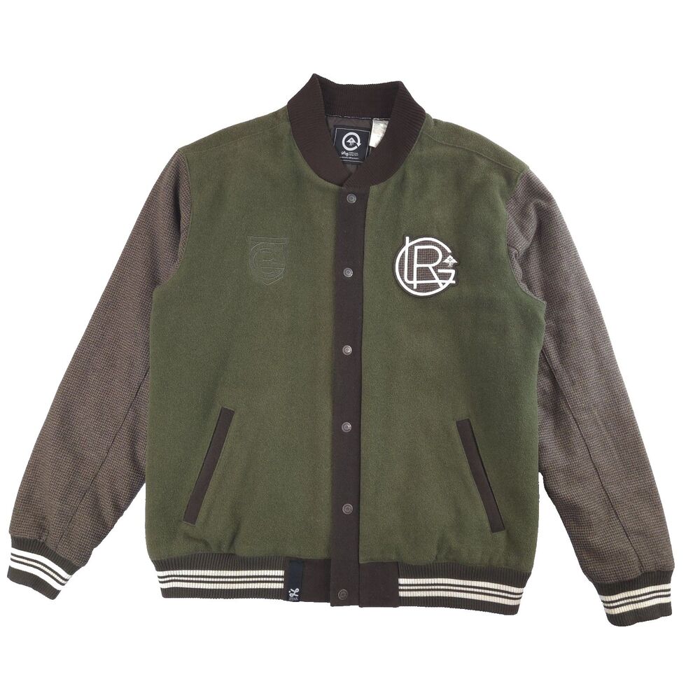 VTG Y2K Lifted Research Group Wool Varsity Bomber Jacket L Streetwear HipHop